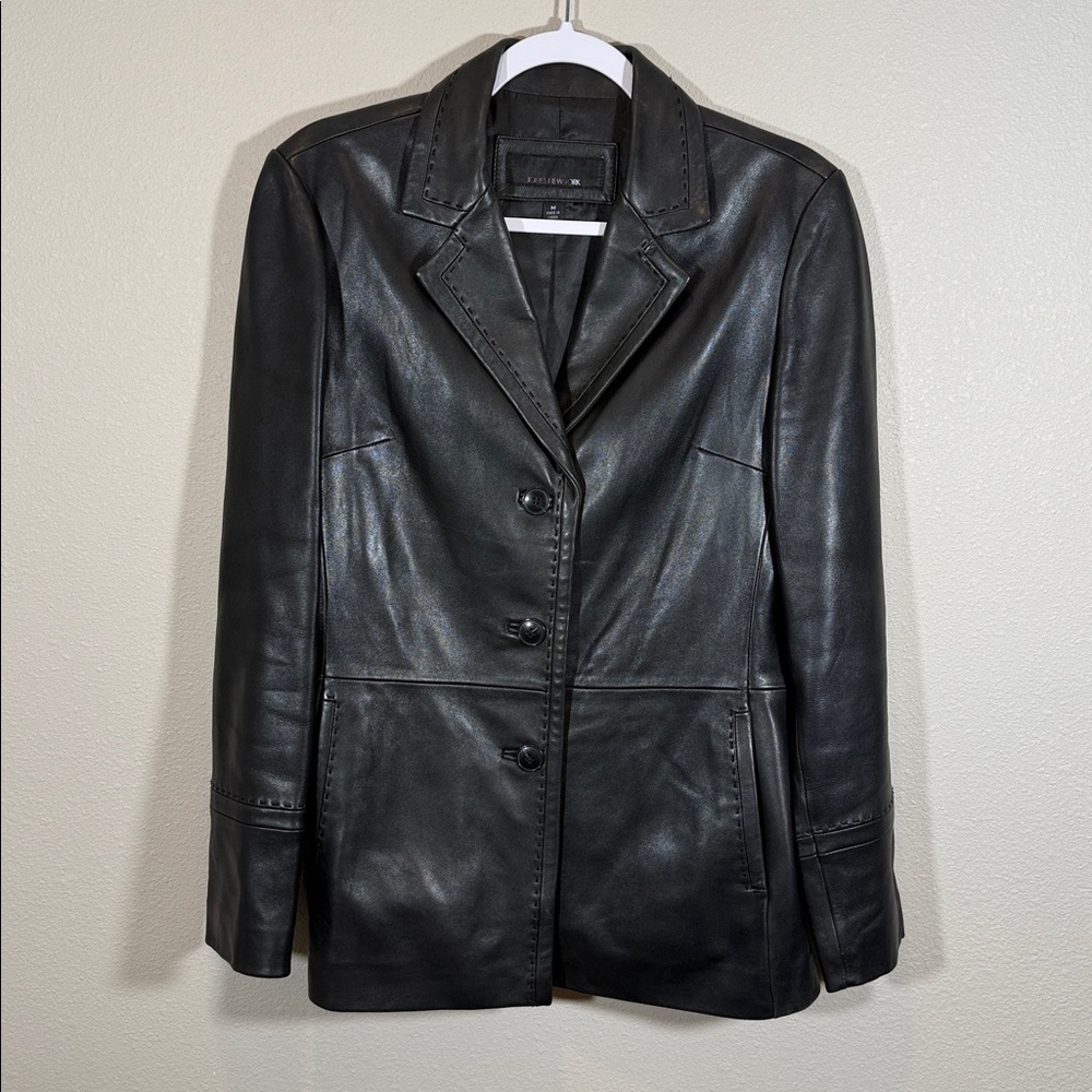 Jones New York Black Leather Blazer.